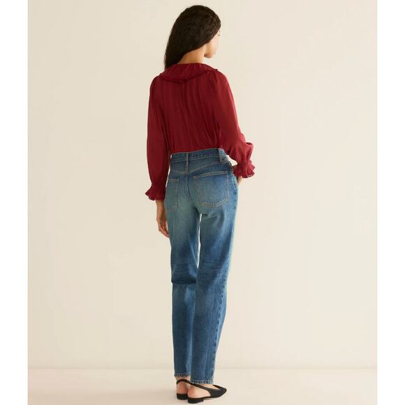 B44 DOEN Diana High Rise Straight Jeans 26 Villefort Organic Cotton Button Fly - Picture 2 of 13